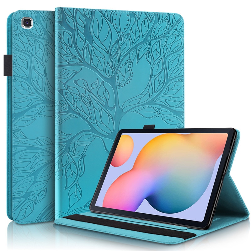 เคส Samsung Galaxy Tab S6 Lite 10.4 SM-P610 P615 P617 #เคสฝาพับหนัง PU ลายต้นไม้ Life Tree Print Leather Stand Smart Case Cover