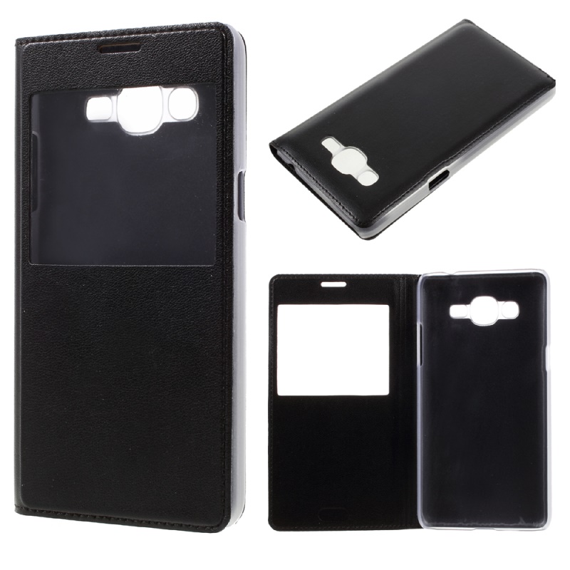 เคส Samsung Galaxy J2 Prime #เคสฝาพับหนัง PU มีช่องวิวสะดวกต่อการใช้งาน