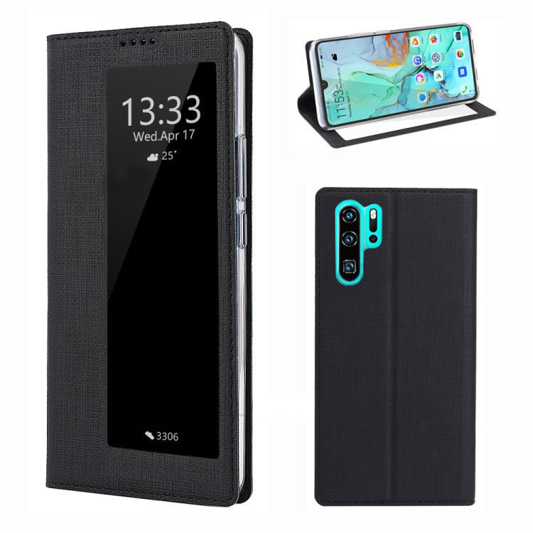 เคส Huawei P30 Pro #เคสฝาพับหนังฝาพับมีช่องวิวด้านข้าง VILI DMX Cross Texture View Window Leather