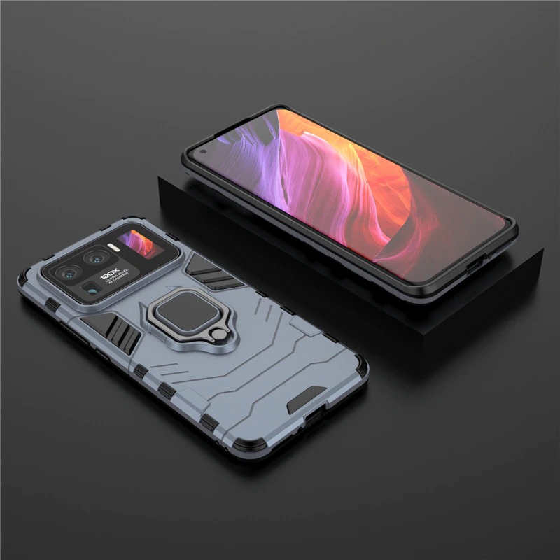 เคส Xiaomi Mi 11 Ultra #เคสฝาหลังพลาสติกแข็ง +TPU Hybrid Case มีแหวนสวมนิ้วโลหะ