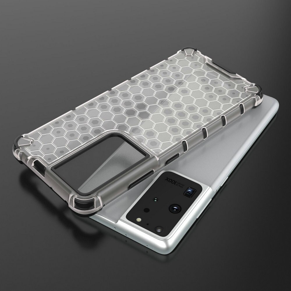 เคส Samsung Galaxy S21 Ultra #เคสฝาหลังกันกระแทก Honeycomb Shock Absorber TPU + PC + Silicone Hybrid