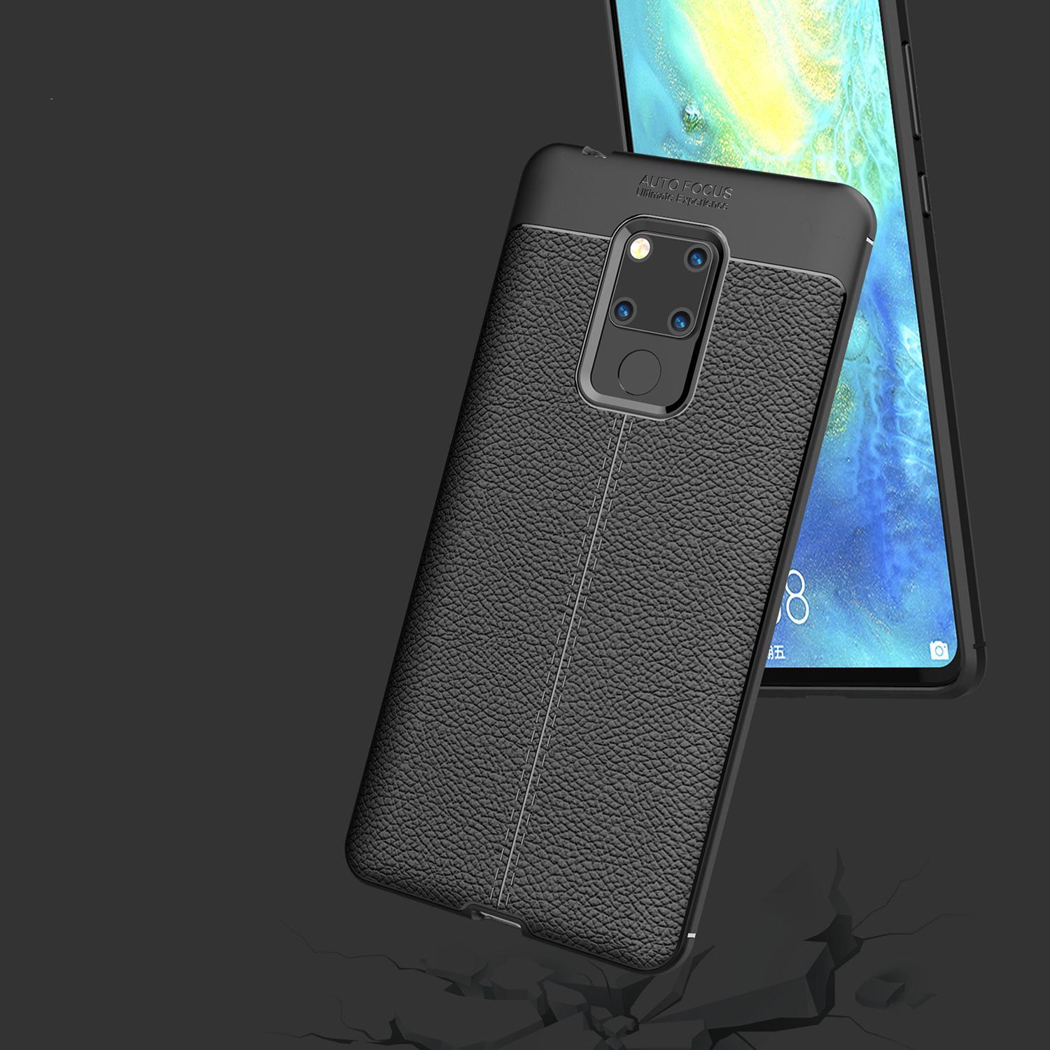 Case Huawei Mate 20 X #เคสฝาหลังTPU ผิวลิ้นจี่ช่วยป้องกันลายนิ้วมือและกันลื่นได้ดี