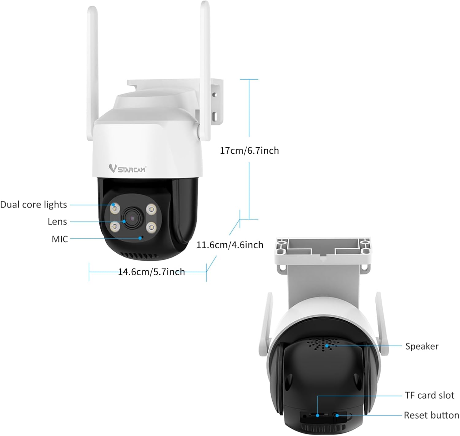 Vstarcam Vstarcam กล้องวงจรปิดกล้องใช้ภายนอก รุ่นC622 กล้องมีWIFIในตัว บันทึกภาพและเสียง ขาว