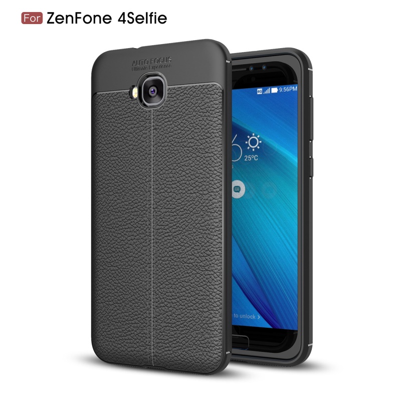 เคส Asus Zenfone 4 Selfie (ZD553KL) #เคสหนังPU ผิวLitchi Skin ป้องกันลายนิ้วมือ TPU Soft Case