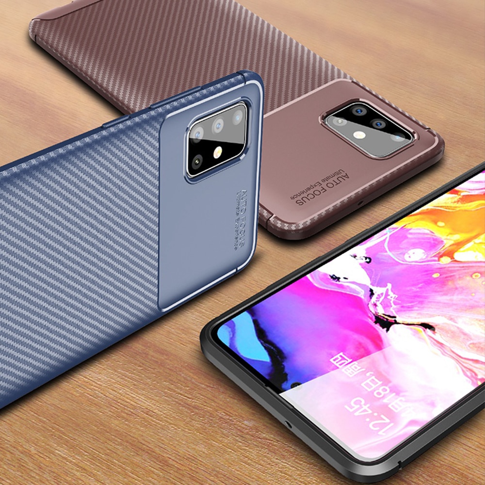 Case Samsung Galaxy A51 #เคสฝาหลังนิ่ม Carbon Fiber Anti-drop TPU Protection (สินค้าตัวอย่างสินค้าจริงตรงตามรุ่น)
