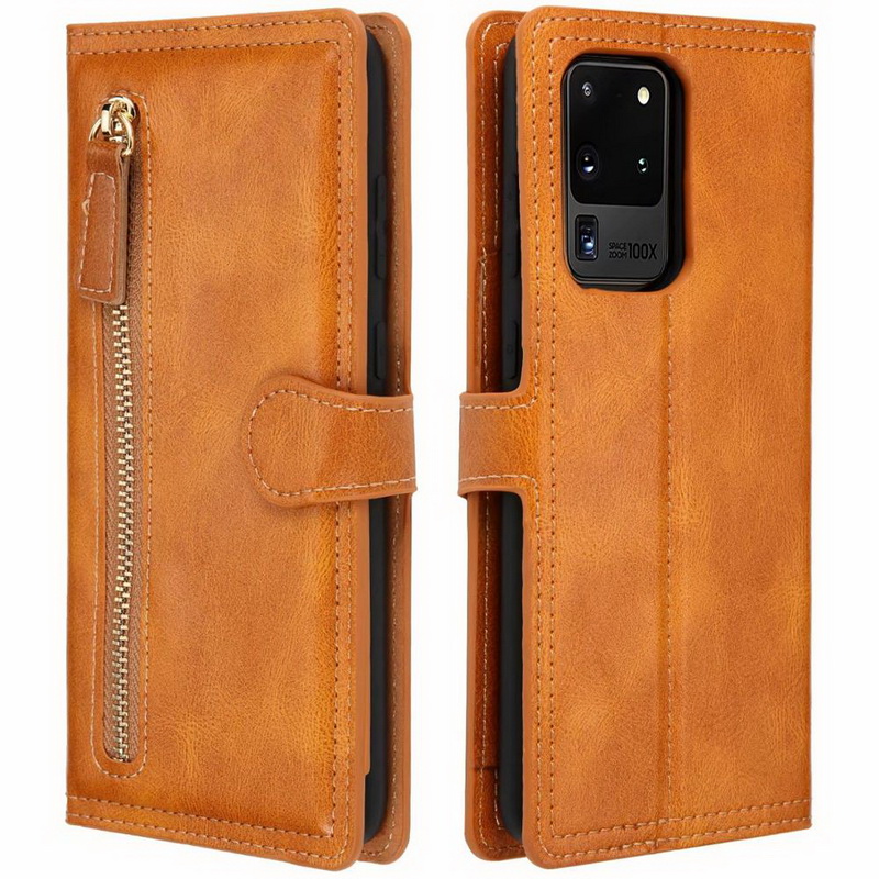Case Galaxy S21 Ultra 5G #เคสฝาพับแบบกระเป๋าสตางค์ช่องใส่บัตรหลายช่อง Multi-slot Wallet Zippered Leather พร้อมสายคล้อง (สินค้าตัวอย่างสินค้าจริงตรงตามรุ่น)