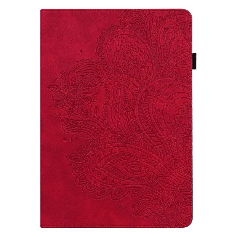 เคส Samsung Galaxy Tab S6 Lite 10.4 SM-P610 P615 P617 #เคสแบบฝาพับหนัง PU พิมพ์ลาย 3D Flower Embossed Tablet Flip Stand Soft TPU Back