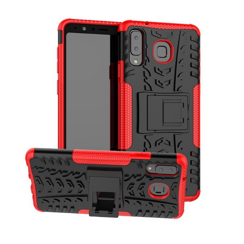 Case Samsung Galaxy A8 Star #เคสฝาหลังกันลื่น Cool Tyre Pattern Kickstand (PC + TPU)