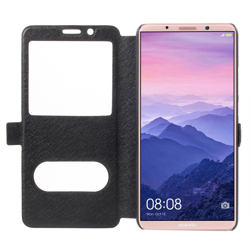 เคส Huawei Mate 10 Pro #เคสฝาพับหนัง PU Silk Texture Dual View 2 ช่องวิวสวยงามทันสมัย