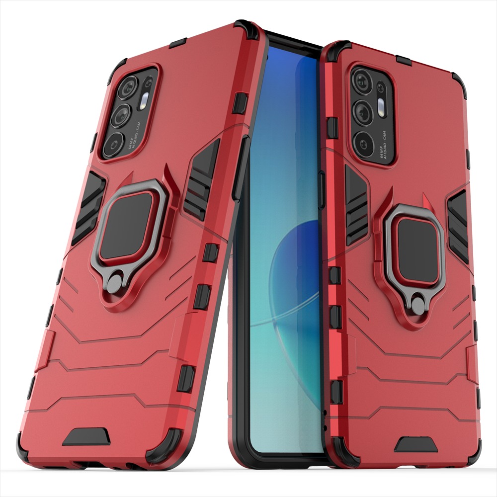 Case OPPO Reno 6Z 5G#เคสฝาหลังพลาสติกแข็ง +TPU Hybrid Case มีแหวนสวมนิ้วโลหะ