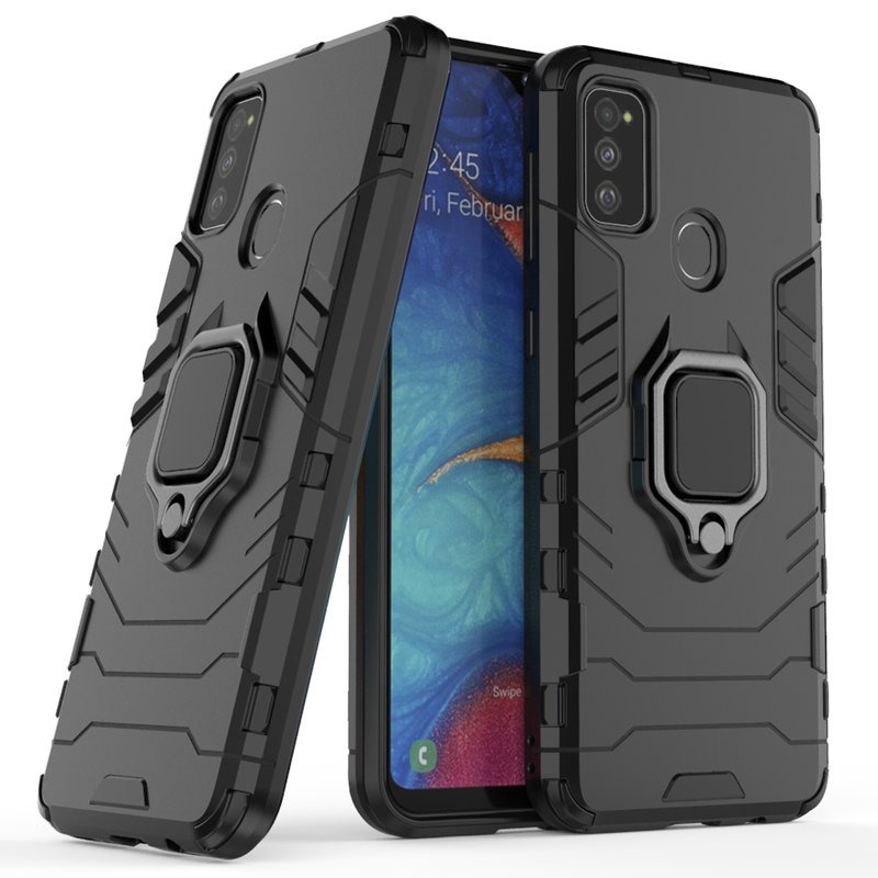 Case Samsung Galaxy M21 #เคสฝาหลังพลาสติกแข็ง +TPU Hybrid Case มีแหวนสวมนิ้วโลหะ