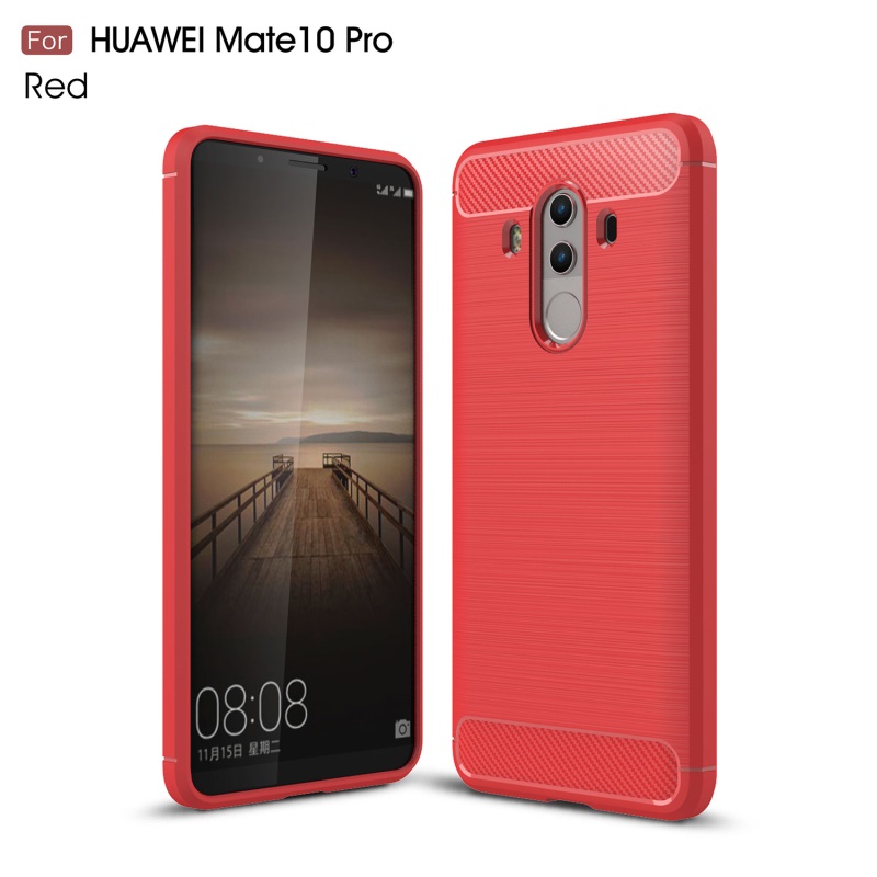 Case Huawei Mate 10 Pro #เคสฝาหลังTPUนิ่ม พื้นผิวคาร์บอนไฟเบอร์แบบขัดแปรง สีสันสวยงามทันสมัย