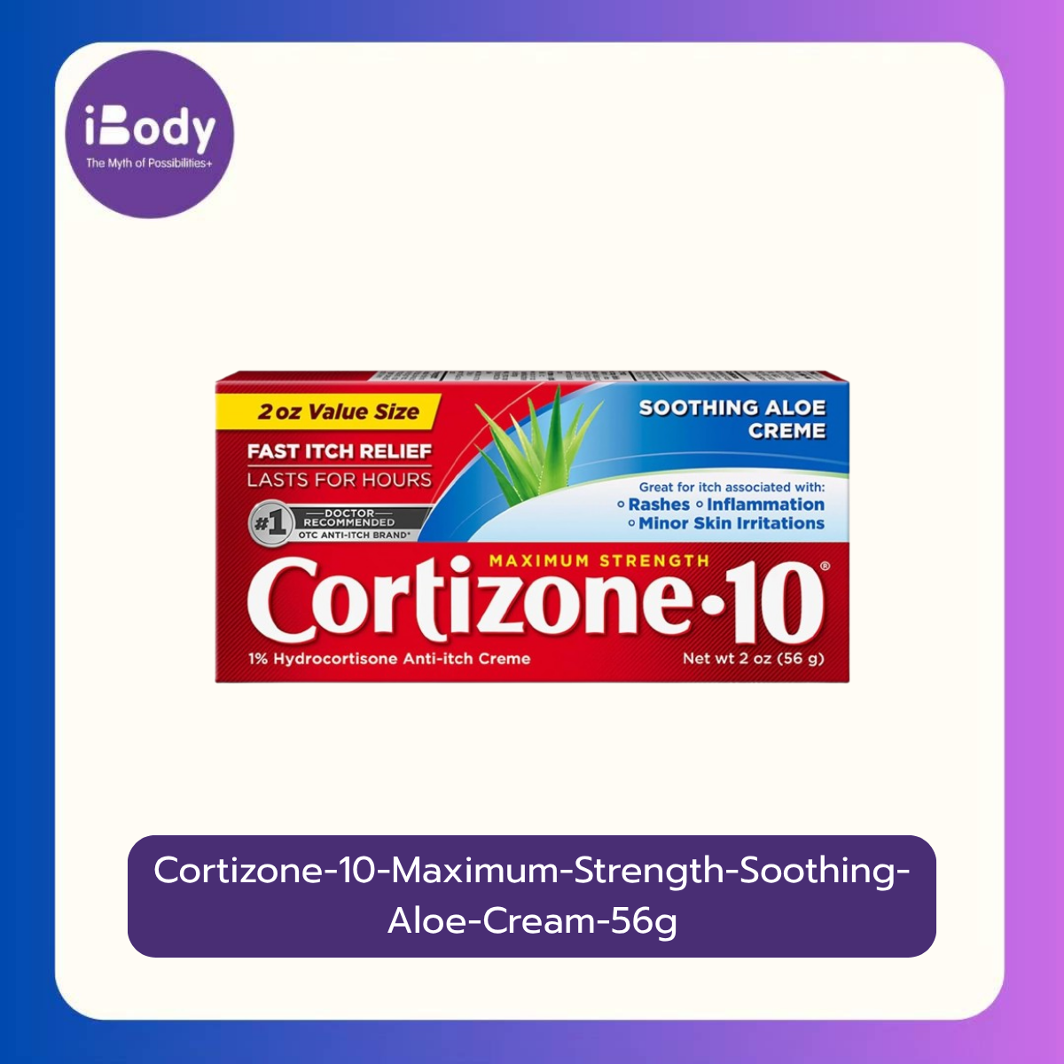40% Sale!! EXP.10/2025 Cortizone 10® Maximum Strength Soothing Aloe Itch Relief Cream, 1% Hydrocortisone,Fast-Acting, Anti-Itch Cream 56g ครีมบรรเทาอาการคันจากการระคายเคือง