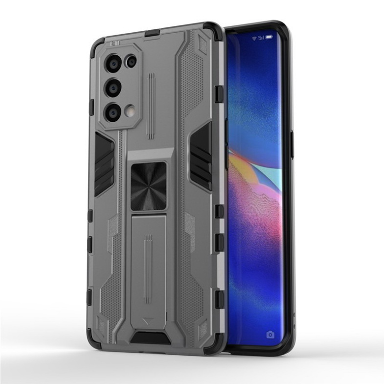 เคส OPPO Reno 6 Pro 5G #เคสฝาหลังพลาสติก ไฮบริด TPU + Kickstand Case Armor Stlye TPU Soft Rubber