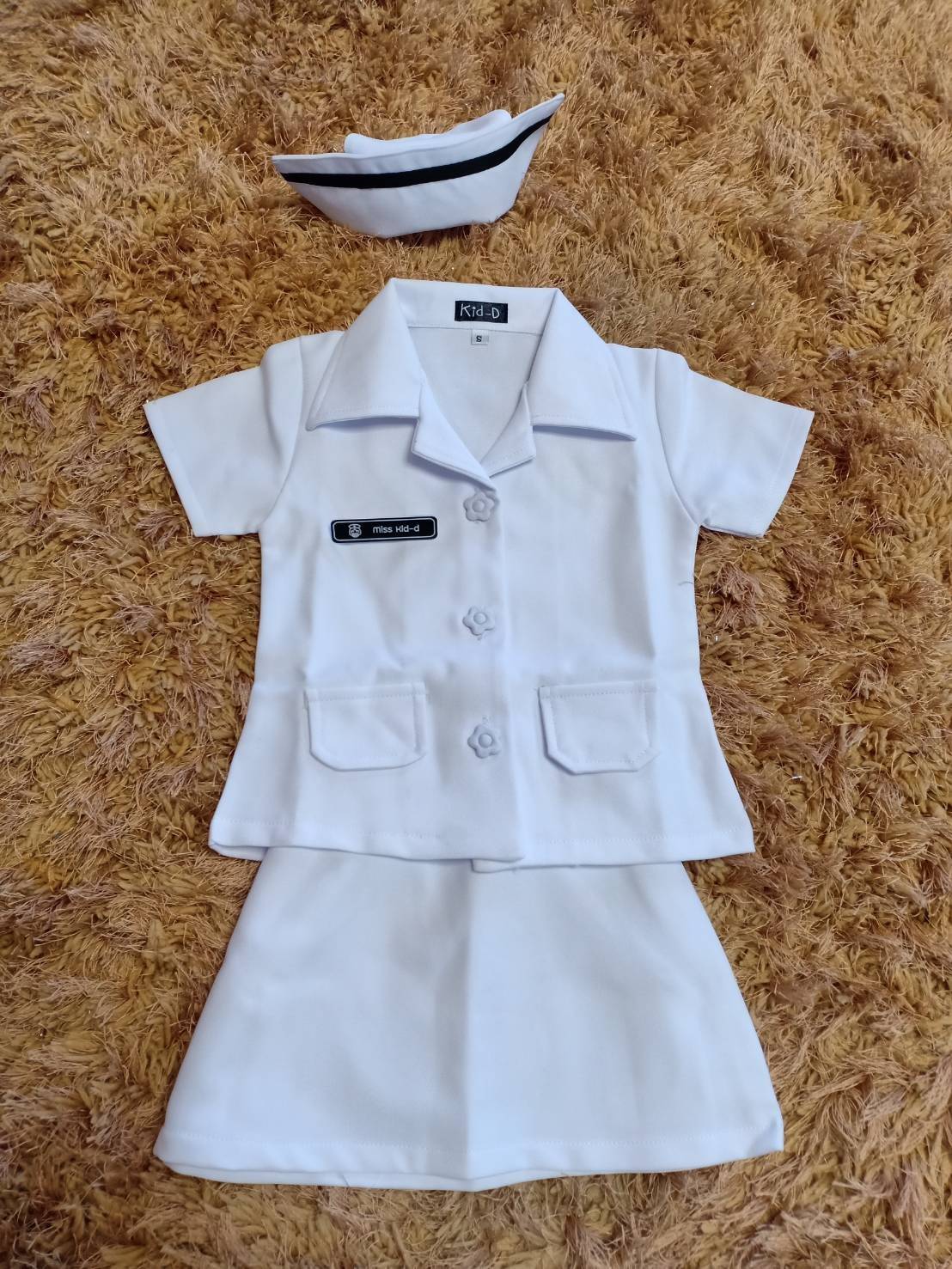 ชุดพยาบาลเด็ก กระดุมดอกไม้