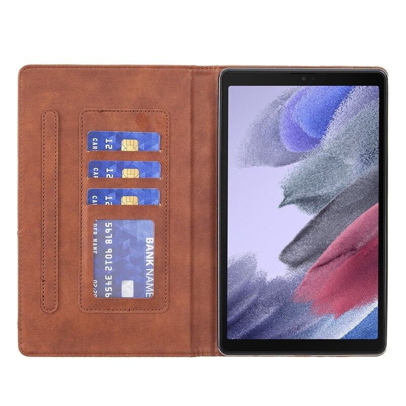 เคส Samsung Galaxy Tab A7 Lite 8.7" (T220,T225) #เคสฝาพับหนัง PU มีช่องเสียบ ID บัตรอื่นๆในตัว Geometric Pattern Leather Card Holder Protective