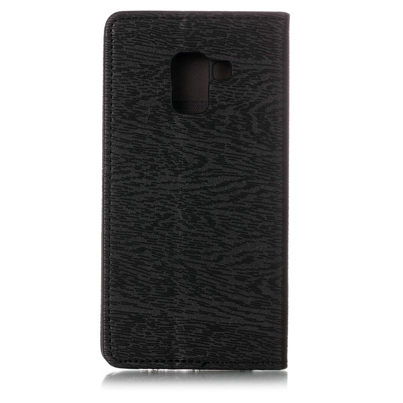 เคส Samsung Galaxy A8 Plus 2018 #เคสฝาพับหนัง PU พื้นผิวลายเนื้อไม้ Wood Texture Leather