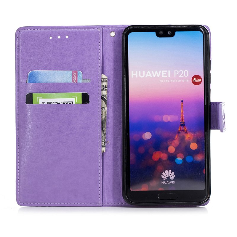 Case Huawei P20 #เคสฝาพับแบบกระเป๋าสตางค์หนัง PU พิมพ์ลายดอกไม้