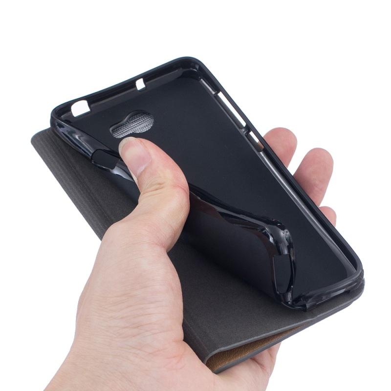 เคส Huawei Y5II #เคสฝาพับ การออกแบบสองสีที่มีผิวผ้าลินิน