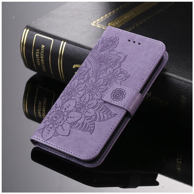 เคส Samsung Galaxy A04s#เคสฝาพับแบบกระเป๋าสตางค์หนัง PU ลายนูนมีช่องใส่บัตรลายดอกไม้