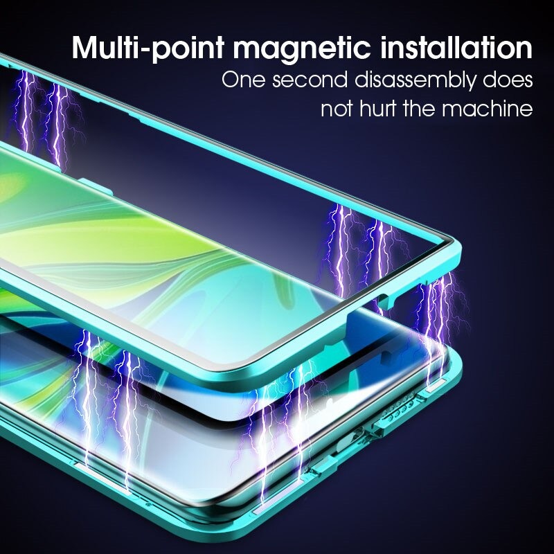 เคส Xiaomi Mi Note 10 Pro #เคสฝาครอบกระจกขอบโลหะดูดซับแม่เหล็ก Fully Protection Magnetic Adsorption Glass Metal Phone Protective