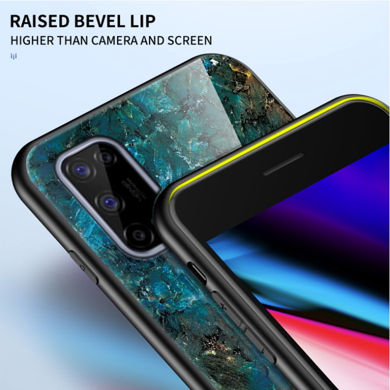 เคส Realme 7 5G #เคสฝาหลัง Gradient Color ลายหินอ่อน Glass + PC + TPU Hybrid Case