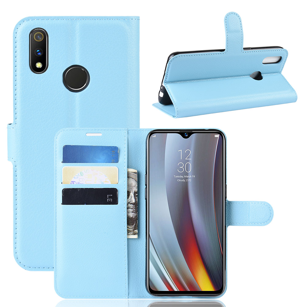 เคส Realme 3 Pro #เคสฝาพับสไตล์กระเป๋าสตางค์หนัง PU ผิวลิ้นจี่