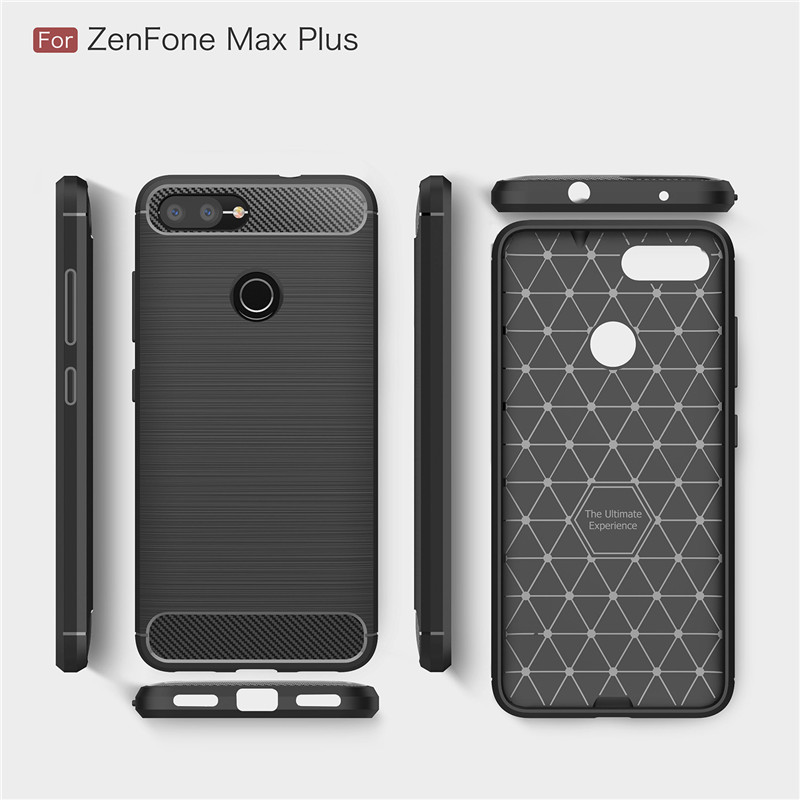 Case Asus ZenFone Max Plus (M1) ZB570TL #เคสฝาหลัง TPU นิ่มคาร์บอนไฟเบอร์ผิวแบบขัดแปรง