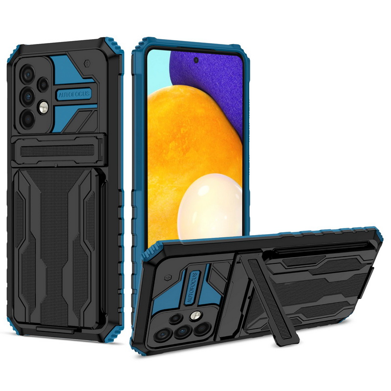 เคส Samsung Galaxy A72 / A72 5G#เคสฝาหลังพลาสติกไฮบริดกันกระแทกมีช่องเก็บบัตร TPU Anti Shock Card Slot Shell Armor Case