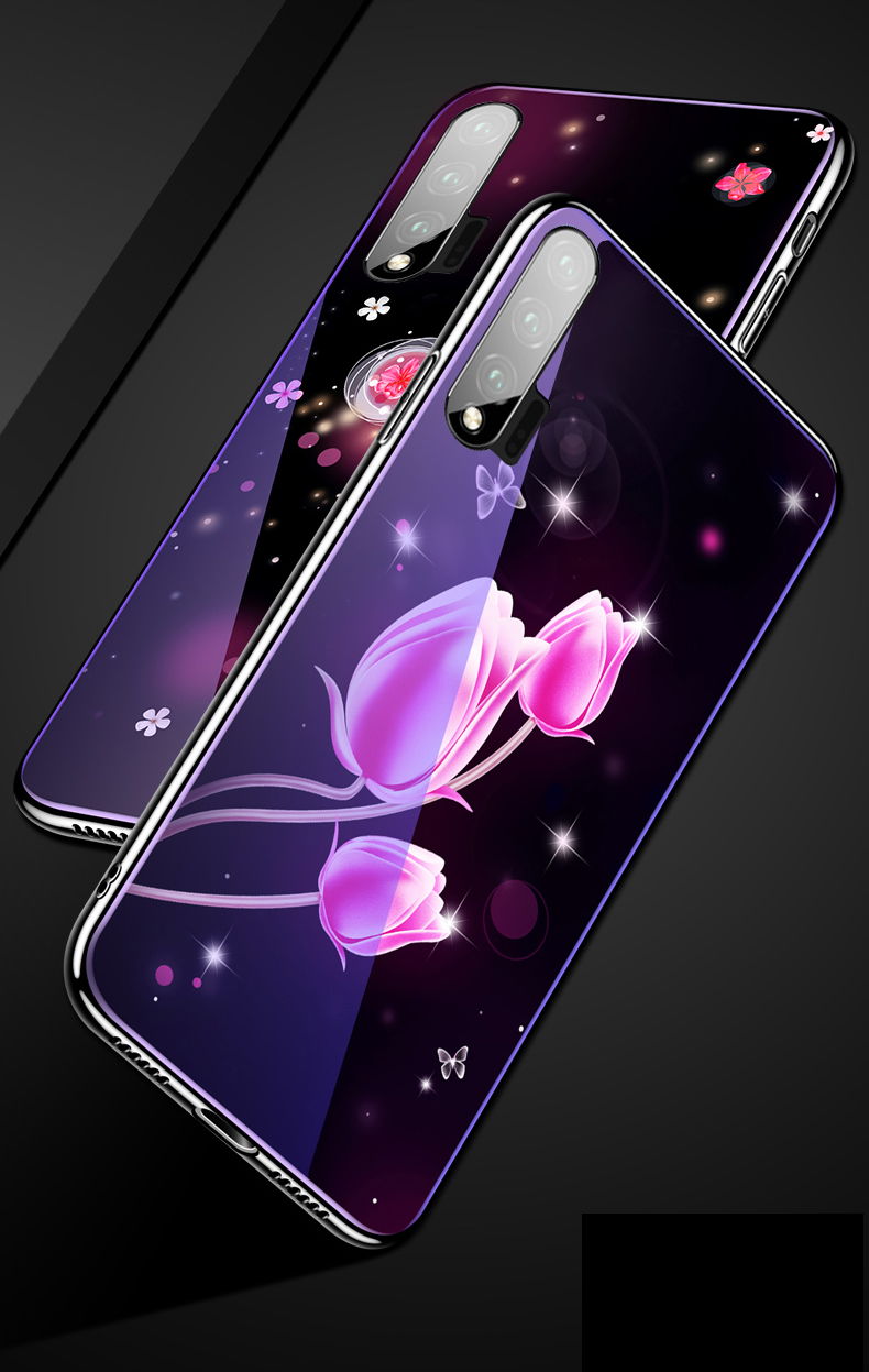 เคส Huawei nova 6 #เคสฝาหลังไฮบริดขอบเงา Electroplated TPU Soft Frame + Blue-ray Tempered Glass + PC