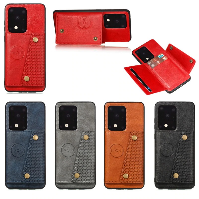 เคส Samsung Galaxy S20 Ultra / S20 Ultra 5G #เคสแบบฝาหลัง TPU เคลือบหนัง PU มีที่เก็บบัตร PU Leather Coated TPU Card Holder Magnetic Kickstand