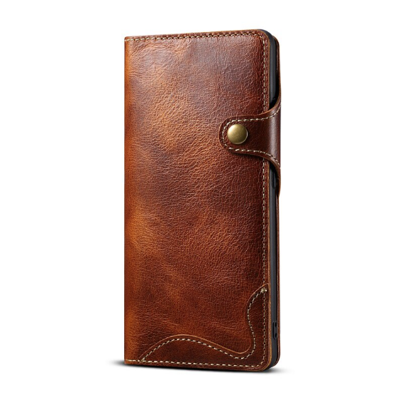Case Galaxy S21 Ultra 5G#เคสฝาพับหนังแท้พร้อมสายคล้อง Genuine Wallet Leather Phone Cover with Lanyard