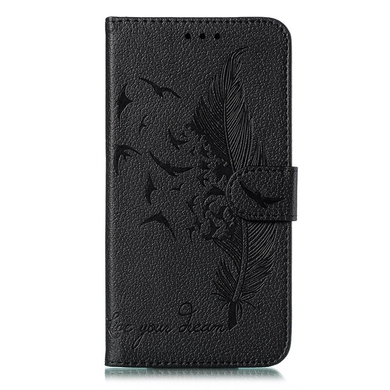 Case Samsung Galaxy A20s #เคสฝาพับหนัง PU แบบกระเป๋า Imprint Feather Pattern