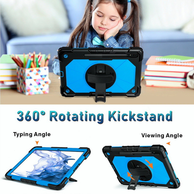 เคส Samsung Galaxy Tab S7 Plus 12.4" SM-T970 SM-T975 SM-T976 #เคสฝาหลังกันกระแทก Hybrid Protective Stand Shell Cover Case มีสายรัดสายคล้องมือ