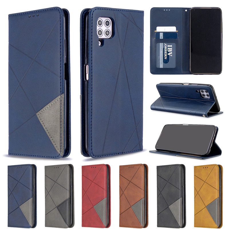 Case Huawei Nova 7i #เคสฝาพับหนัง PU มีช่องเสียบ ID บัตรอื่นๆในตัว Geometric Pattern Leather Card Holder Protective