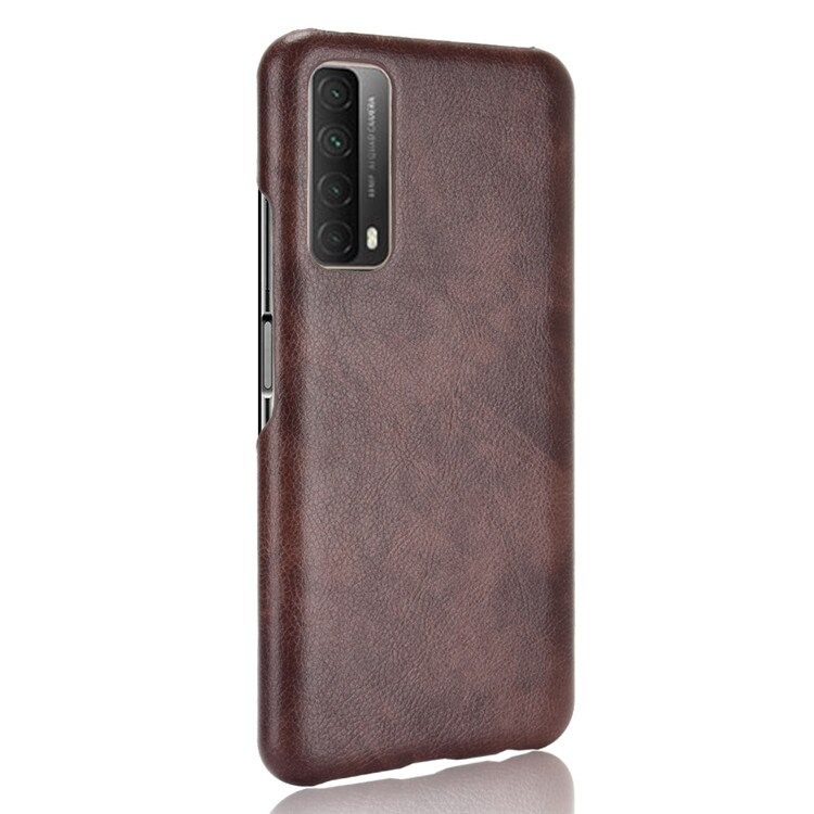 เคส Huawei Y7a #เคสฝาหลังพลาสติกแข็งเคลือบหนัง PU ลายผิวลิ้นจี่ Litchi Skin Leather Coated