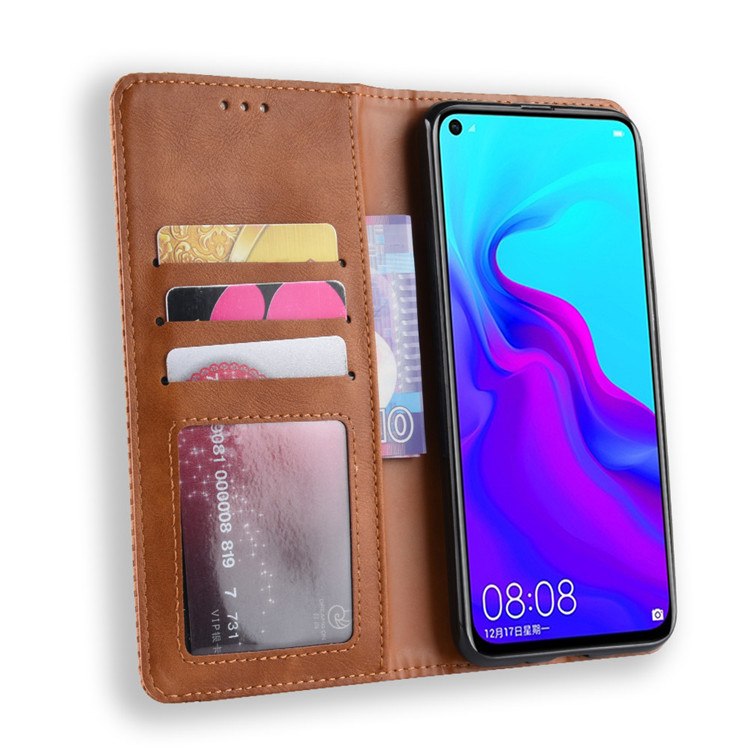 เคส Huawei nova 4 #เคสฝาพับปกหนังสไตล์วินเทจดูดซับอัตโนมัติแบบกระเป๋าสตางค์