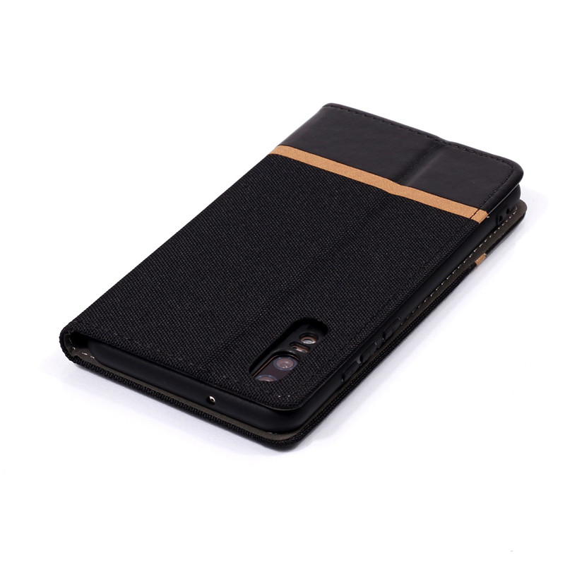 Case Huawei P20 Pro #เคสฝาพับหนัง PU ผิวเคลือบ Cloth Texture Splicing PU Leather
