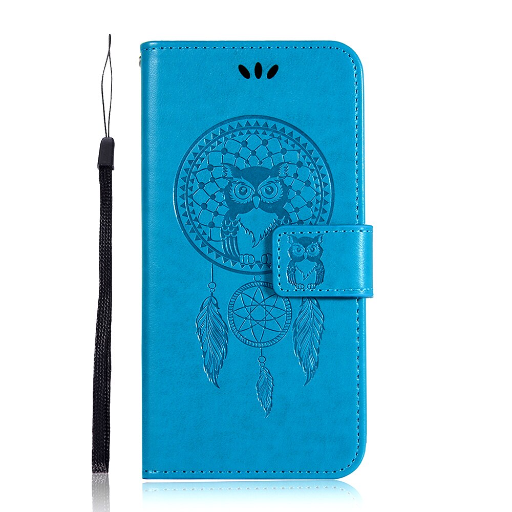 เคส Samsung Galaxy A20s #เคสฝาพับแบบกระเป๋าสตางค์ฝาพับหนัง PU ลายนกฮูก Imprint Owl Dream Catcher PU Leather