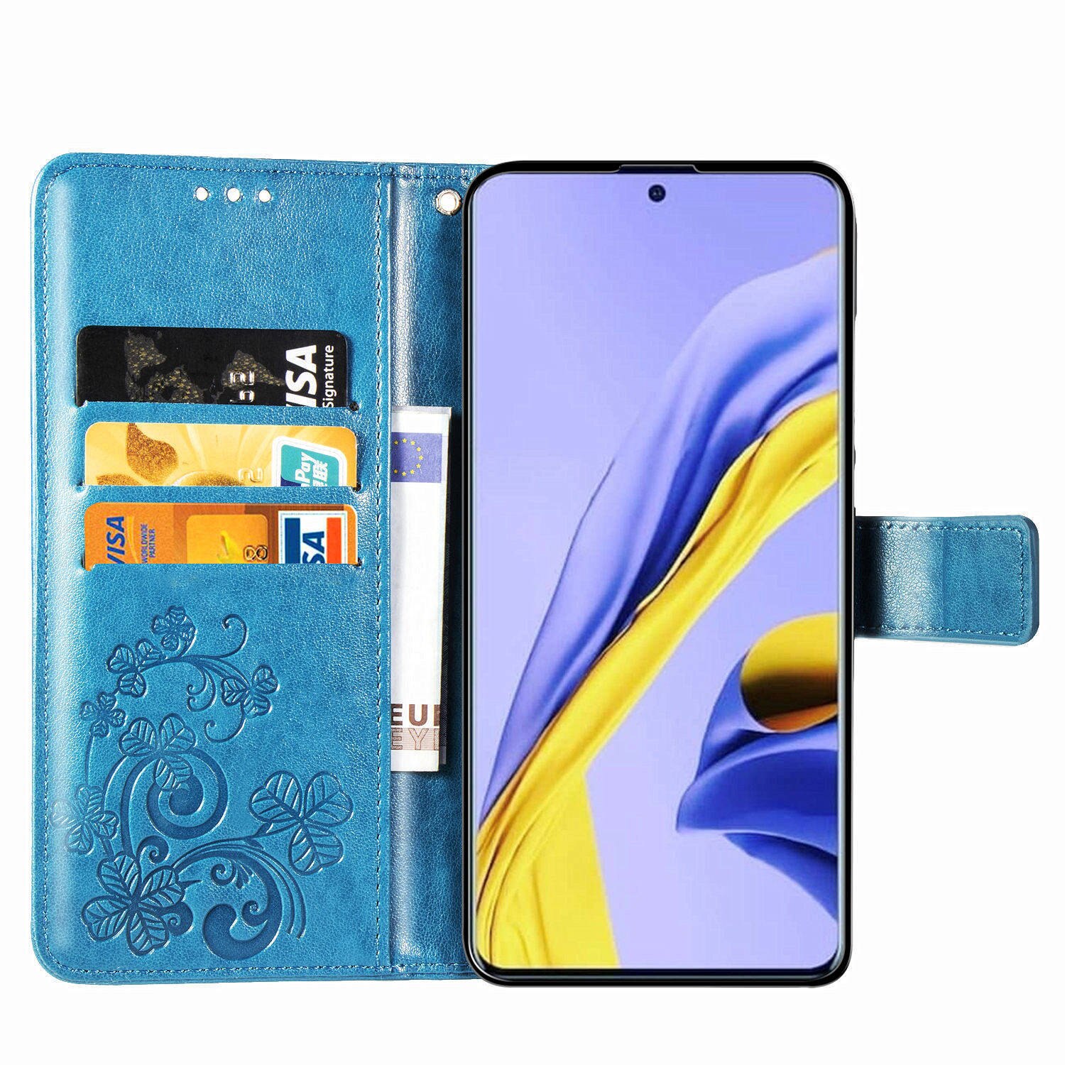 Case Samsung Galaxy A53 5G#เคสแบบฝาพับมีช่องใส่บัตร Imprint Clover Pattern Leather Wallet