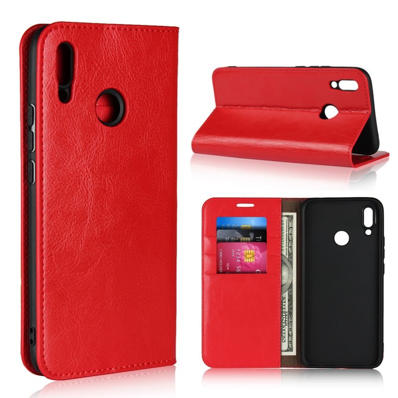 Case Honor 8X #เคสฝาพับแบบกระเป๋าสตางค์คุณภาพดี Crazy Horse Genuine Leather Cover
