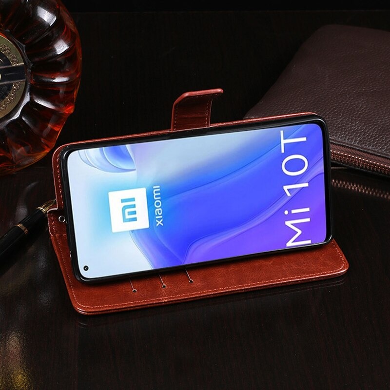 เคส Xiaomi Mi 10T #เคสฝาพับแบบกระเป๋าสตางค์หนัง PU ผิวหนังม้า Crazy Horse