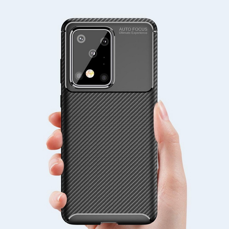 เคส Samsung Galaxy S20 Ultra / S20 Ultra 5G #เคสฝาหลังนิ่ม Carbon Fiber Anti-drop TPU Protection