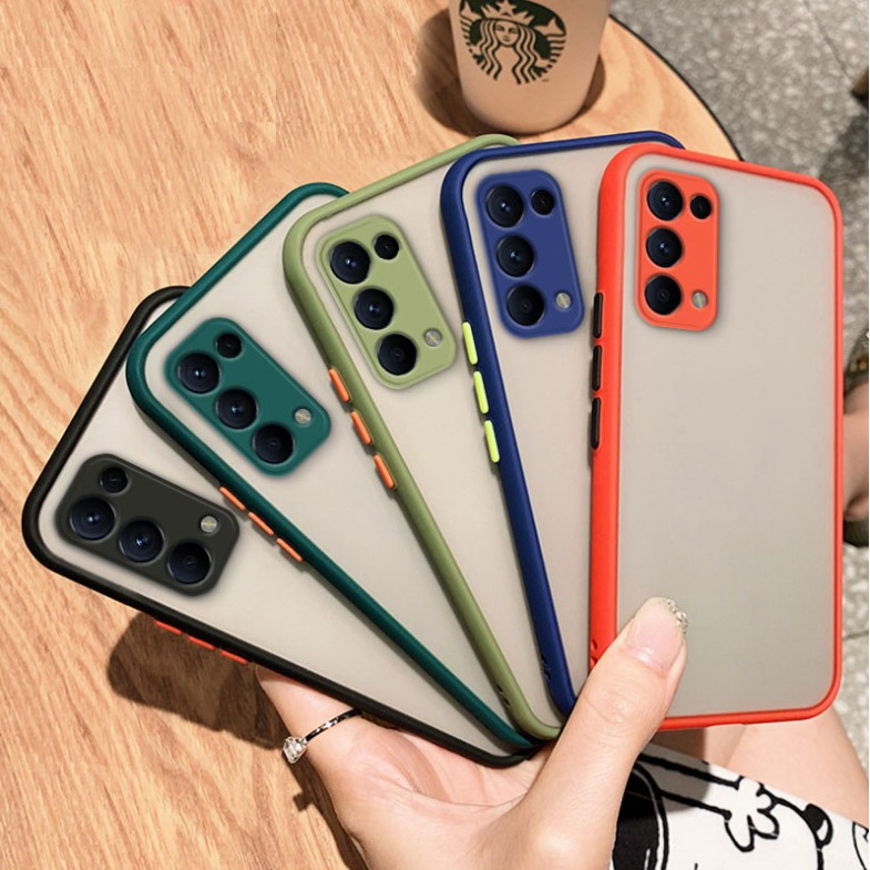 เคส OPPO Reno 5 / Reno 5 5G #เคสฝาหลังขอบซิลิโคนิ่ม Fashion Color Liquid Frame Anti-fall Phone Case