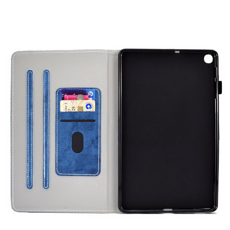 Case Samsung Galaxy Tab S6 Lite 10.4 SM-P610 P615 P617 #เคสฝาพับหนัง PU ลายผิวผ้ามีช่องใส่บัตร Business Style Leather Case with Card Storage