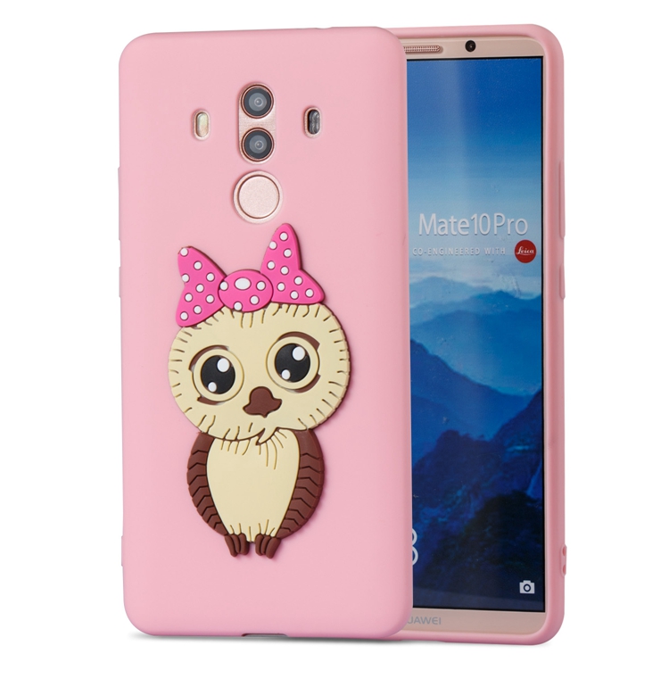 เคส Huawei Mate 10 Pro #เคสฝาหลังนิ่มลายนกฮูกติดโบ 3D น่ารัก Lovely 3D Owl with Bowknot Pattern