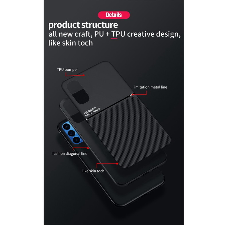 เคส OPPO Reno 5 Pro 5G #เคสฝาหลัง TPU เคลือบหนัง PU สไตล์ธุรกิจที่เรียบง่ายมีแผ่นเหล็กในตัว Minimalist Business Style Leather Coated TPU Built-in metal magnetic plate