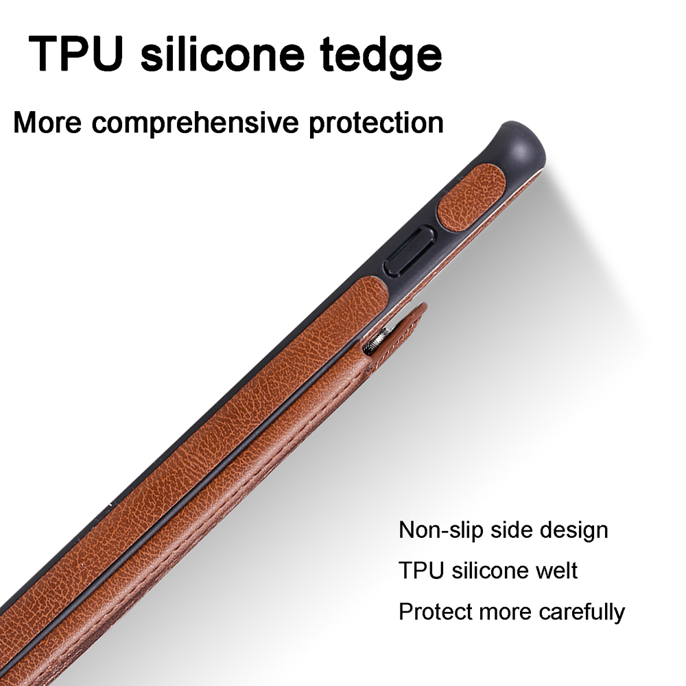 Case Samsung Galaxy S10 Plus #เคสฝาหลังไฮบริดผิวเคลือบหนัง PU พร้อมช่องเสียบการ์ดลายแมวและต้นไม้