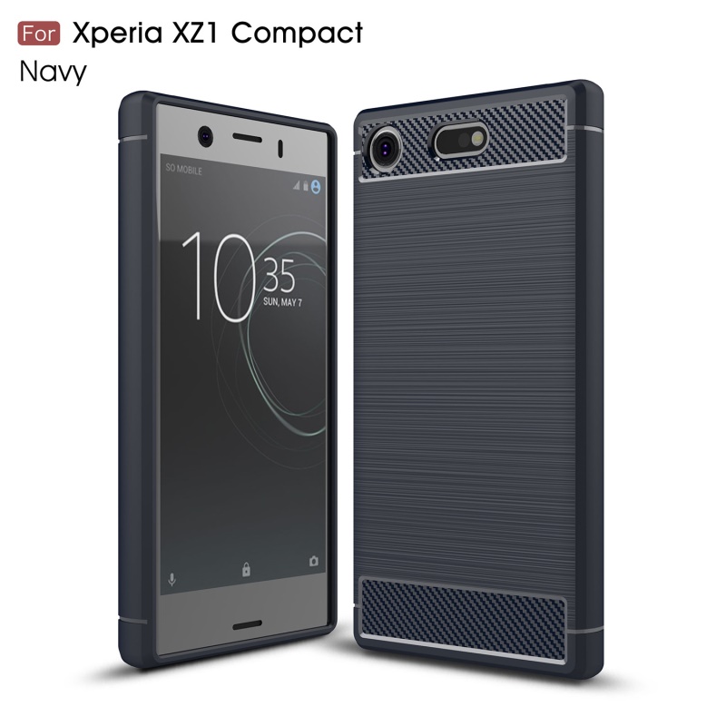 Case Sony Xperia XZ1 #เคสฝาหลัง TPU นิ่มพื้นผิวคาร์บอนไฟเบอร์แบบขัดแปรงสวยงามทันสมัย