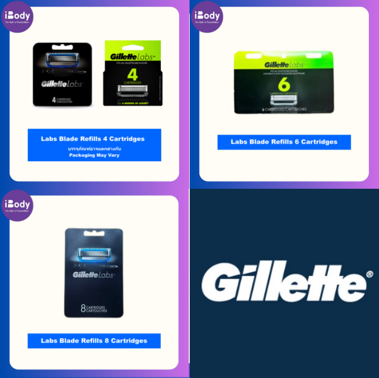 Gillette® Labs Blade Refills 4, 6, 8 Cartridges ยิลเลตต์ ใบมีดโกน